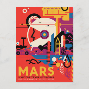 Retro Space Poster - Mars Exploration Program. Briefkaart