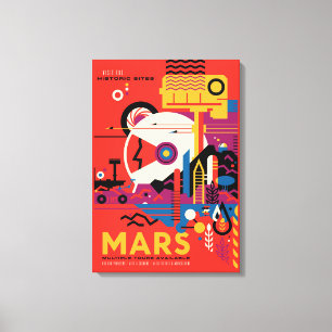 Retro Space Poster - Mars Exploration Program. Canvas Afdruk