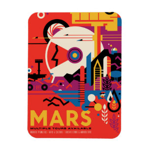 Retro Space Poster - Mars Exploration Program. Magneet