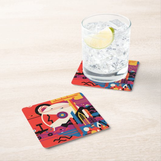 Retro Space Poster - Mars Exploration Program. Vierkante Kartonnen Onderzetter (Insitu)