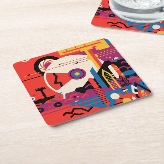 Retro Space Poster - Mars Exploration Program. Vierkante Kartonnen Onderzetter (Schuin)