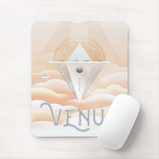 Retro Space Poster-Observatory in het zonnestelsel Muismat (Met muis)