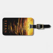 Retro Space Poster - Titan, de grootste maan van S Bagagelabel (Voorkant horizontaal)