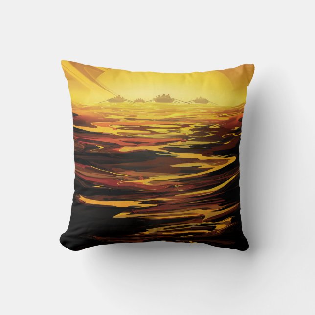 Retro Space Poster - Titan, de grootste maan van S Kussen (Voorkant)