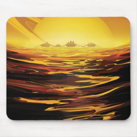 Retro Space Poster - Titan, de grootste maan van S Muismat (Voorkant)