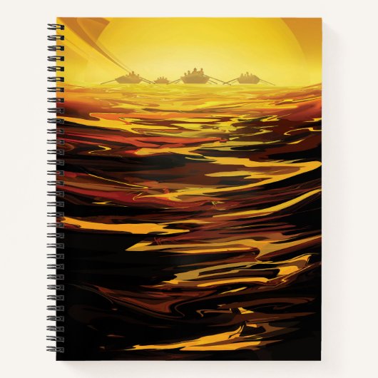 Retro Space Poster - Titan, de grootste maan van S Notitieboek (Voorkant)