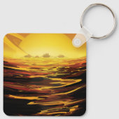 Retro Space Poster - Titan, de grootste maan van S Sleutelhanger (Achterkant)