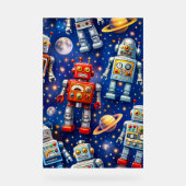 Retro space robots Galactic voyage fine art poster (Recto)
