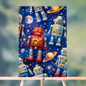Retro space robots Galactic voyage fine art poster (Neutre)