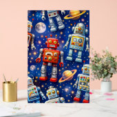 Retro space robots Galactic voyage fine art poster (Mariage)
