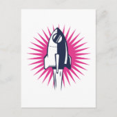 Retro Space Rocket Briefkaart (Voorkant)