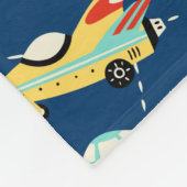 Retro Space Rocket Cars Blue - Aangepaste naam Fleece Deken (Hoek)