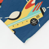 Retro Space Rocket Cars Blue Cute Kinder Pattern Fleece Deken (Hoek)
