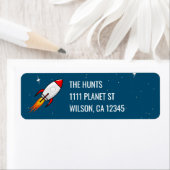 Retro Space Rocket Etiket (Insitu)
