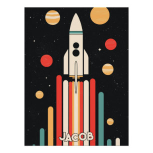 Retro Space Rocket Illustratie Perfect Poster