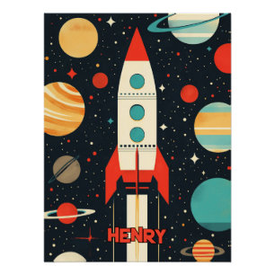 Retro Space Rocket Illustratie Perfect Poster
