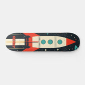 Retro Space Rocket Illustratie Skateboard (Horizontaal)