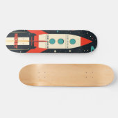 Retro Space Rocket Illustratie Skateboard (Horizontaal)