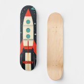 Retro Space Rocket Illustratie Skateboard (Voorkant)