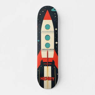Retro Space Rocket Illustratie Skateboard