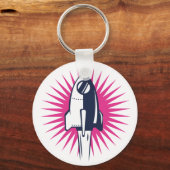 Retro Space Rocket Sleutelhanger (Voorkant)