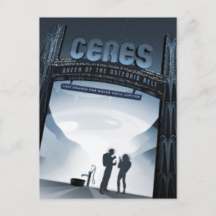 Retro Space Travel Poster Dwerg Planet Ceres. Briefkaart
