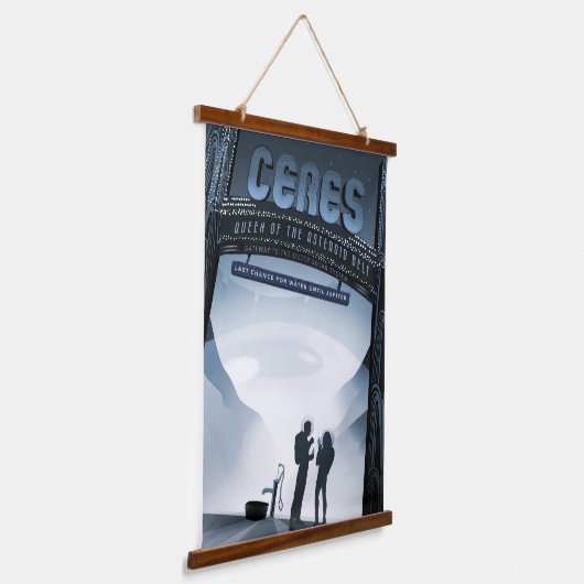 Retro Space Travel Poster Dwerg Planet Ceres. Hangend Wandkleed (Gebogen)