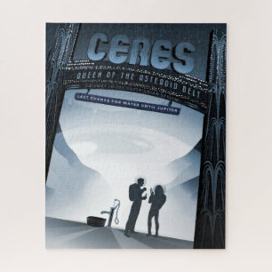 Retro Space Travel Poster Dwerg Planet Ceres. Legpuzzel