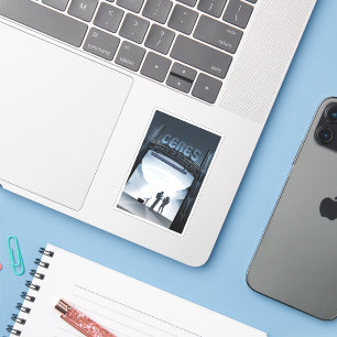 Retro Space Travel Poster Dwerg Planet Ceres. Sticker