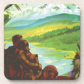 Retro Space Travel Poster-Een Aarde Wetenschap Mis Bier Onderzetter (Voorkant)