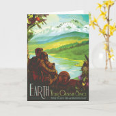 Retro Space Travel Poster-Een Aarde Wetenschap Mis Kaart (Gele Bloem)