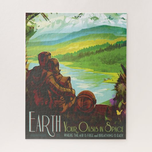 Retro Space Travel Poster-Een Aarde Wetenschap Mis Legpuzzel (Verticaal)
