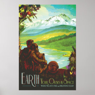 Retro Space Travel Poster-Een Aarde Wetenschap Mis Poster