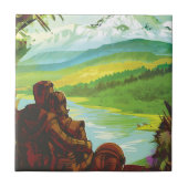 Retro Space Travel Poster-Een Aarde Wetenschap Mis Tegeltje (Voorkant)