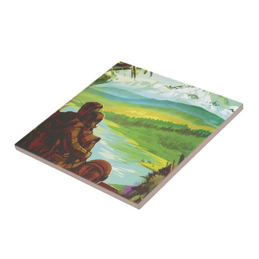 Retro Space Travel Poster-Een Aarde Wetenschap Mis Tegeltje (Zijkant)