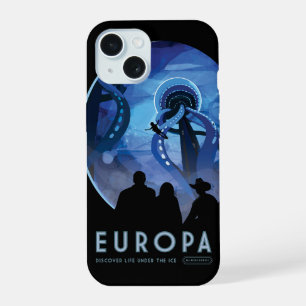 Retro Space Travel Poster - Jupiter's Moon Europa. iPhone 15 Hoesje