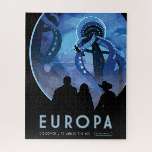 Retro Space Travel Poster - Jupiter's Moon Europa. Legpuzzel