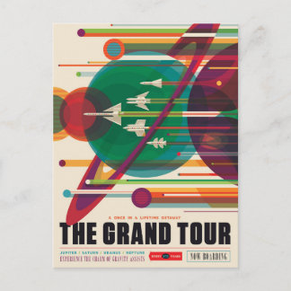 Retro Space Travel Poster - Zonnestelsel Grand Tou Briefkaart