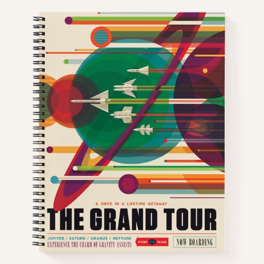 Retro Space Travel Poster - Zonnestelsel Grand Tou Notitieboek (Voorkant)