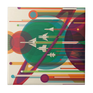 Retro Space Travel Poster - Zonnestelsel Grand Tou Tegeltje