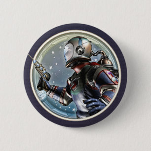 Retro Spaceman Round Button