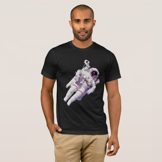 Retro Spacewalker: Drijvende astronaut T-shirt (Voorkant volledig)
