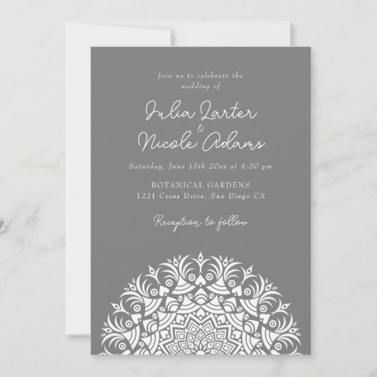Retro Spanish Abstract Floral Mandala Wedding Kaart (Voorkant)