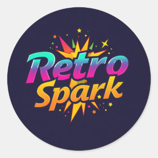 "Retro Spark Ronde Sticker