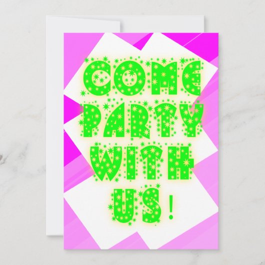 Retro Sparkle Neon Birthday Uitnodiging (Voorkant)