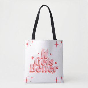 Retro Sparkle Typografie Boodschappentas Draagtas