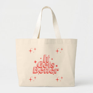 Retro Sparkle Typografie Boodschappentas  Grote Tote Bag