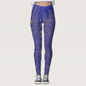 Retro Sparkles op Blue Print Leggings (Voorkant)