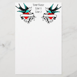 Retro Sparrow Tattoo Multomap Briefpapier