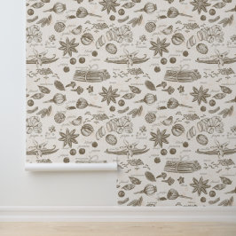 Retro  Specerijen met Namen Keuken Behang